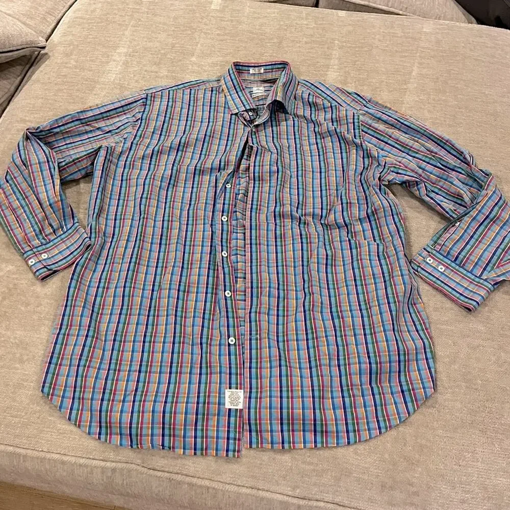 Peter Millar Shirt Mens XXL Weekender Finish Plaid Button Down Multicolor Eclect - Picture 2 of 6